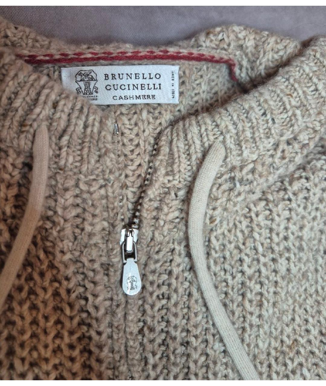BRUNELLO CUCINELLI Бежевый шерстяной кардиган, фото 3
