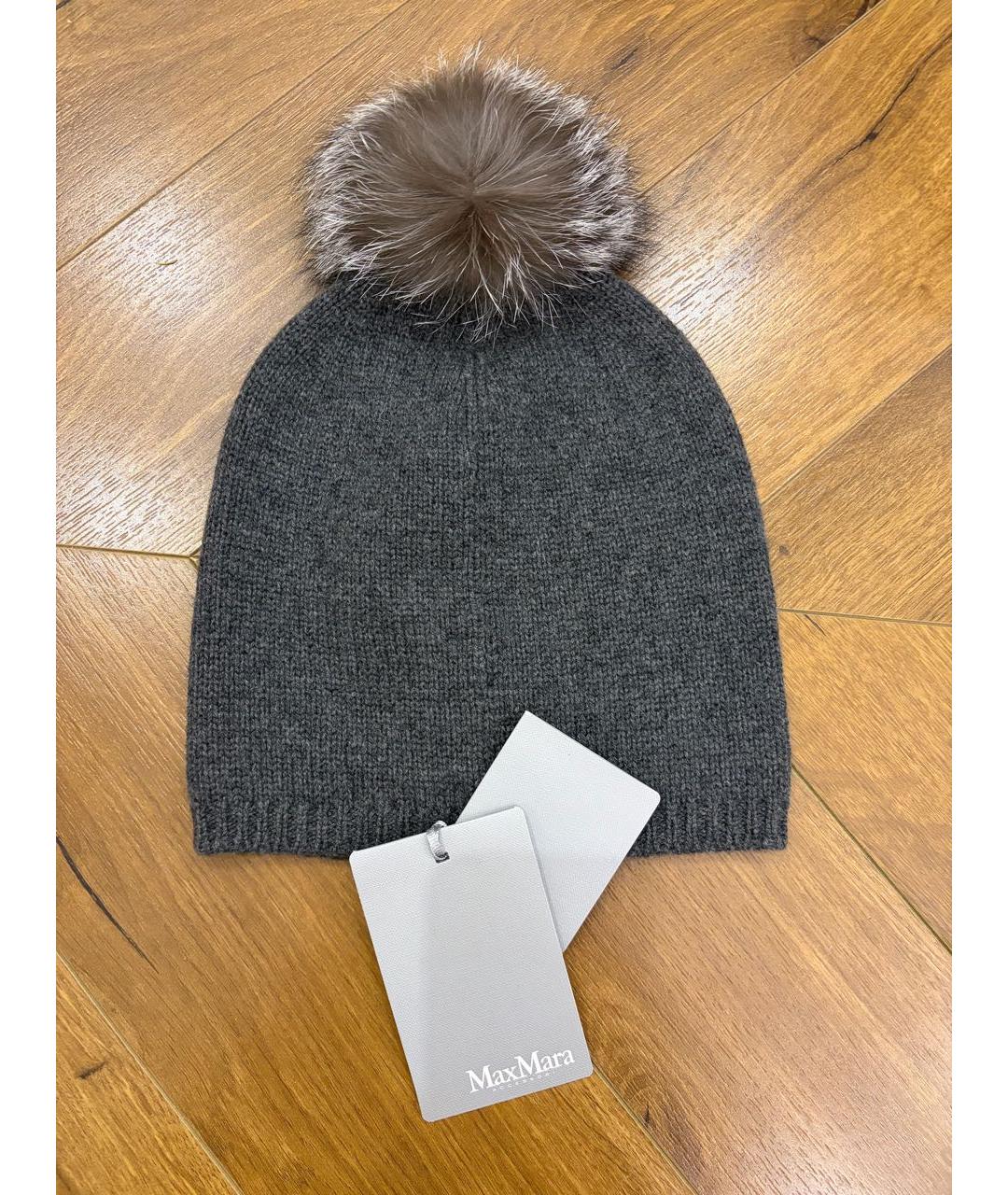 MAX MARA Серая кашемировая шапка, фото 2