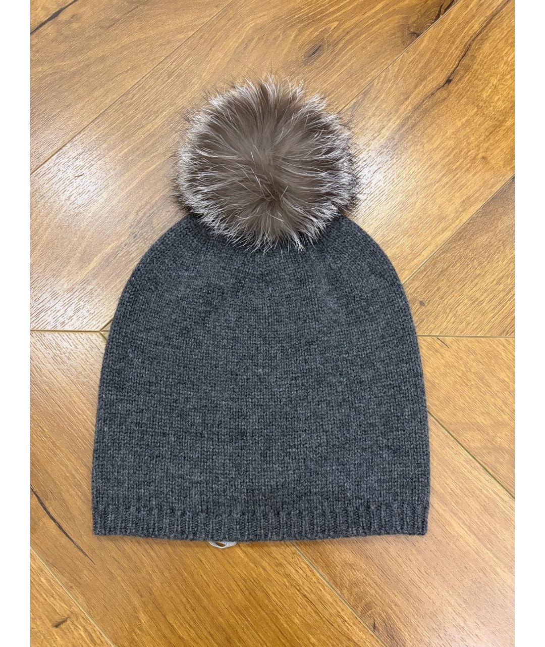 MAX MARA Серая кашемировая шапка, фото 5