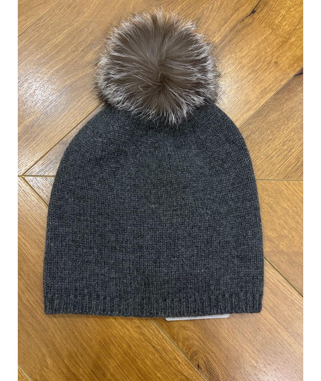 MAX MARA Серая кашемировая шапка, фото 4