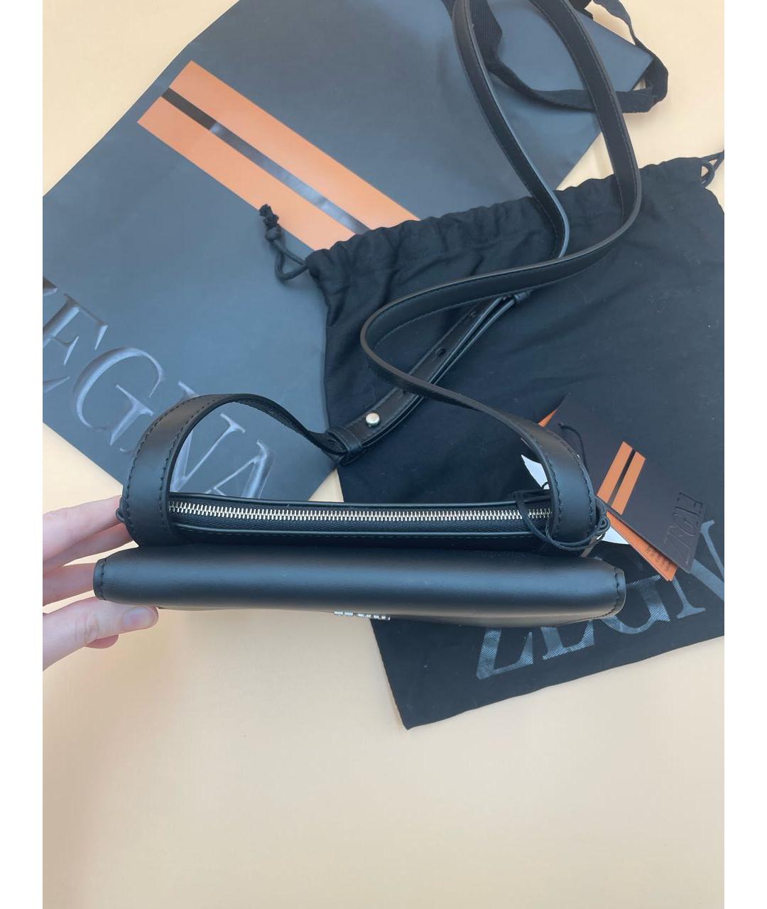 ZEGNA Черная кожаная сумка на плечо, фото 7