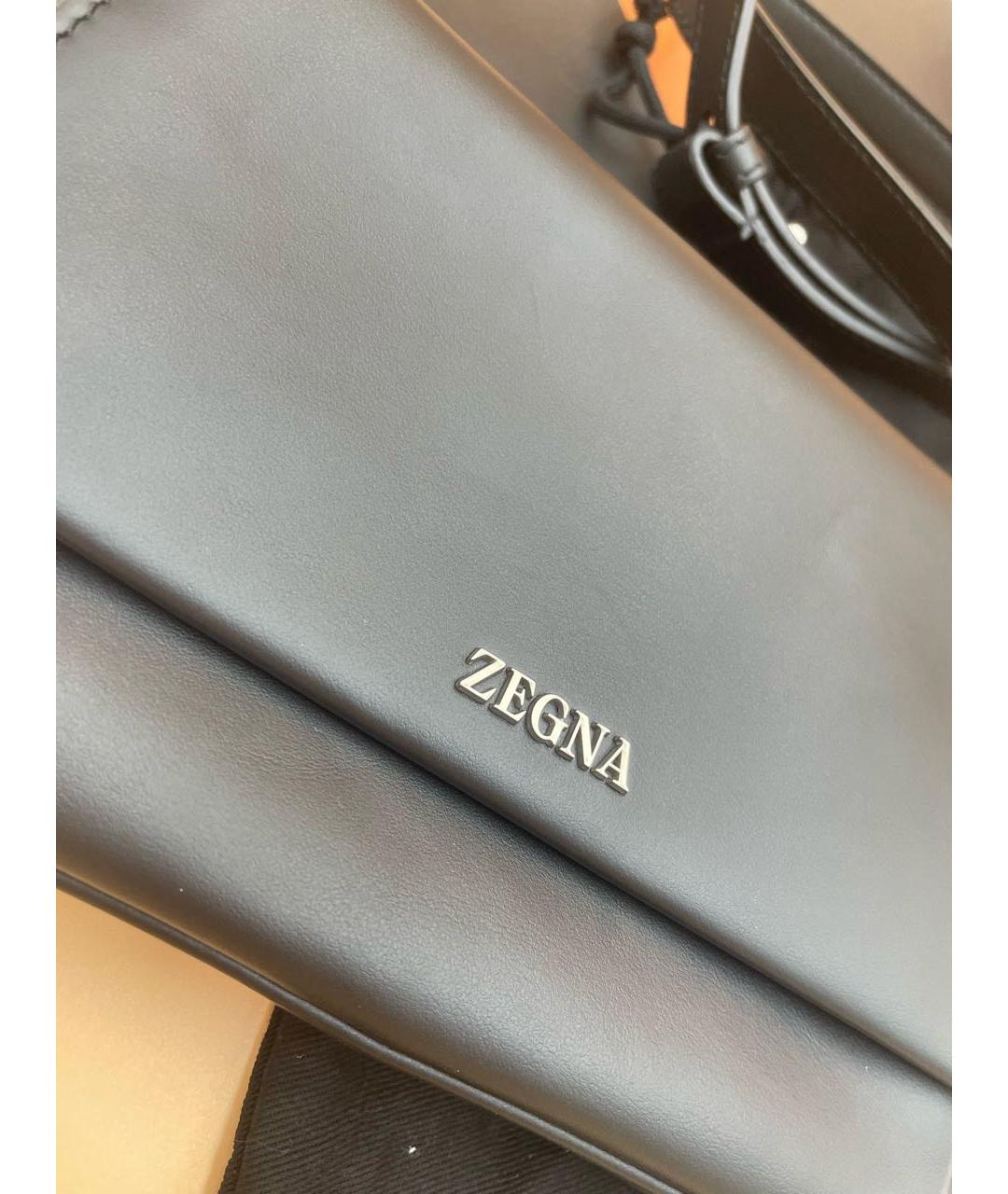 ZEGNA Черная кожаная сумка на плечо, фото 3