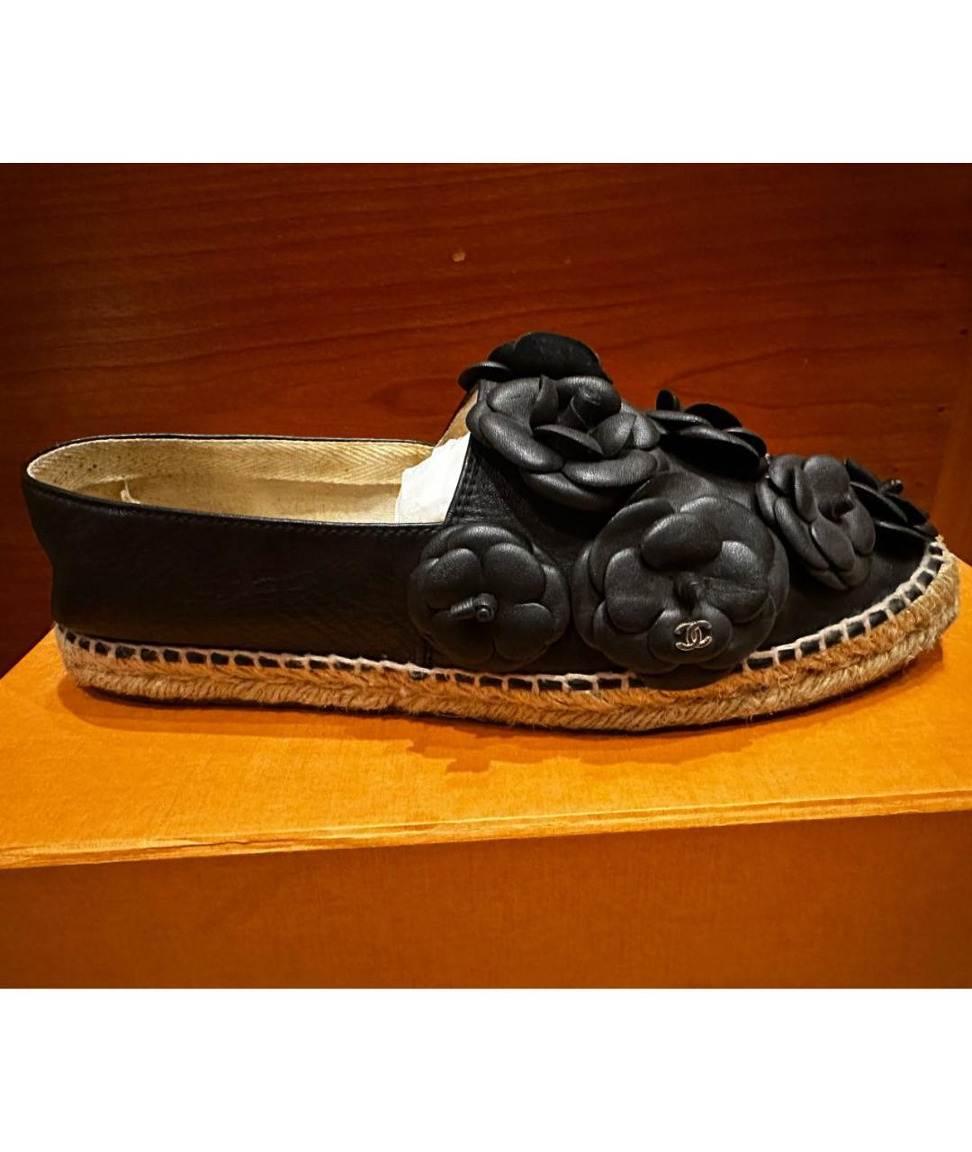 CHANEL Черные кожаные эспадрильи, фото 7