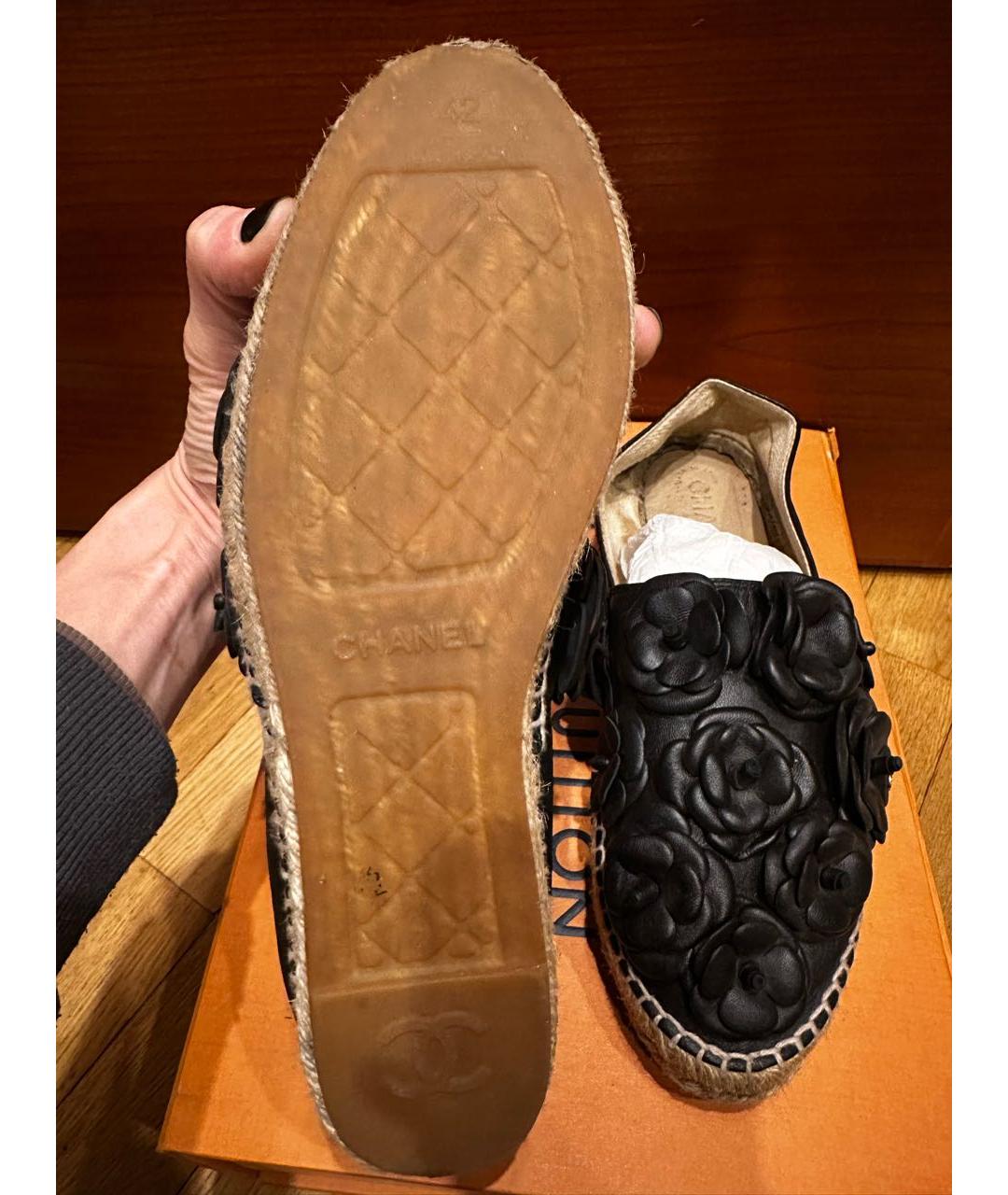 CHANEL Черные кожаные эспадрильи, фото 5