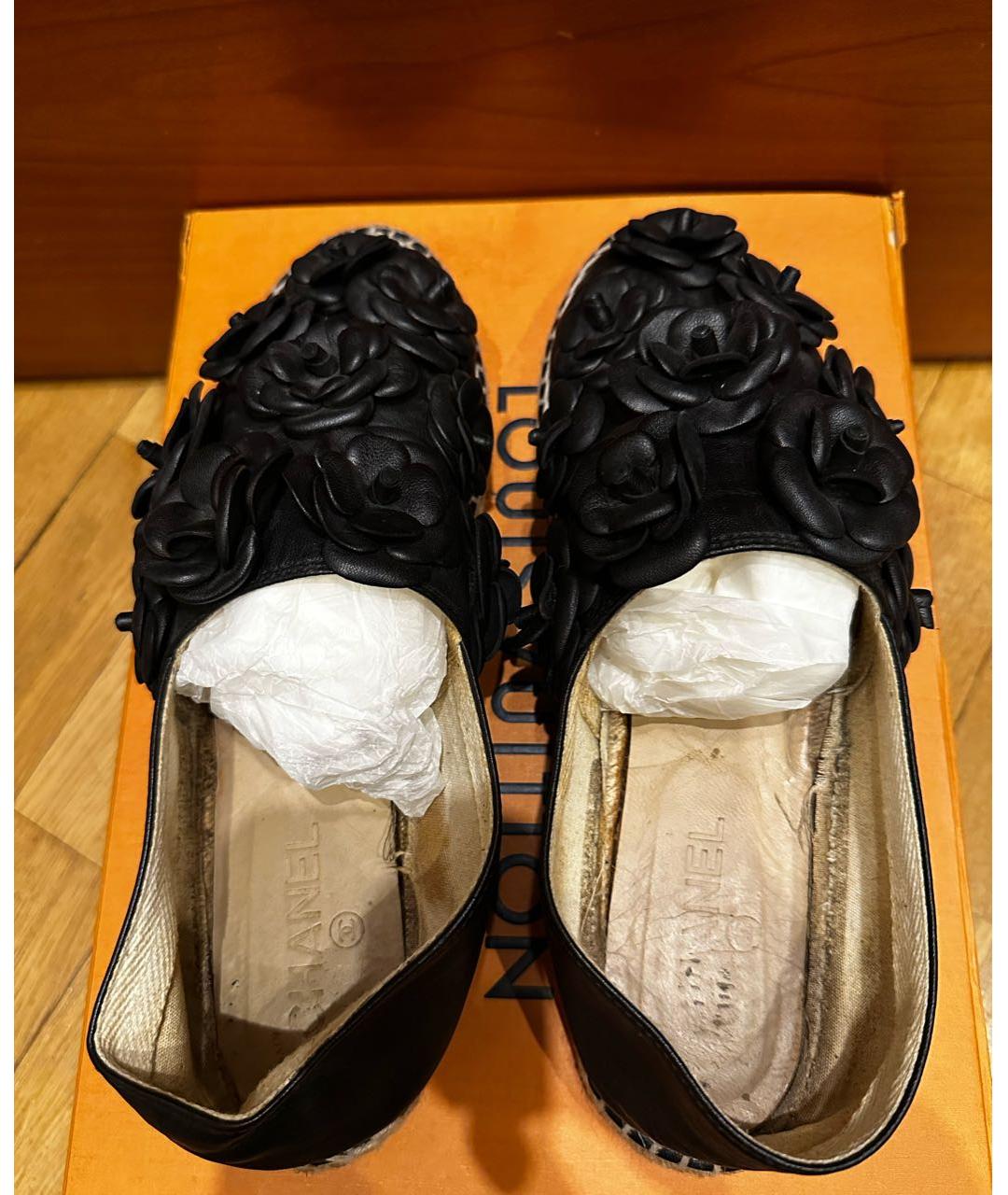 CHANEL Черные кожаные эспадрильи, фото 3