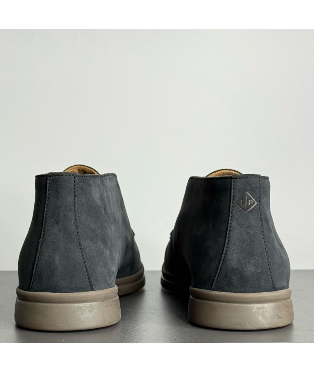 LORO PIANA Темно-синие замшевые лоферы, фото 4