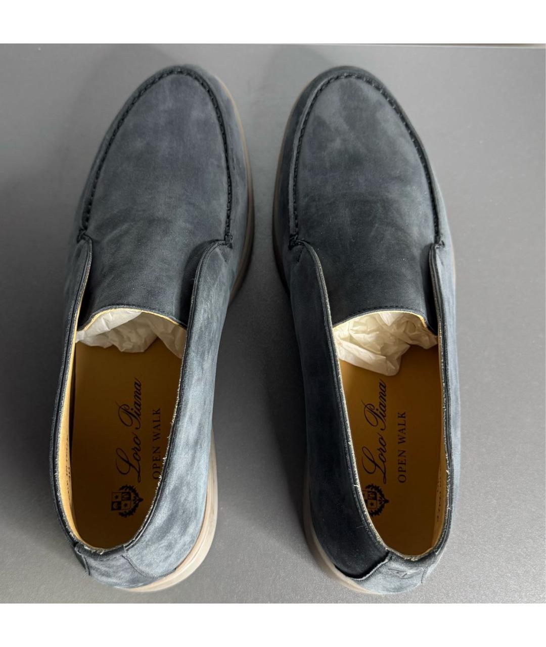 LORO PIANA Темно-синие замшевые лоферы, фото 3