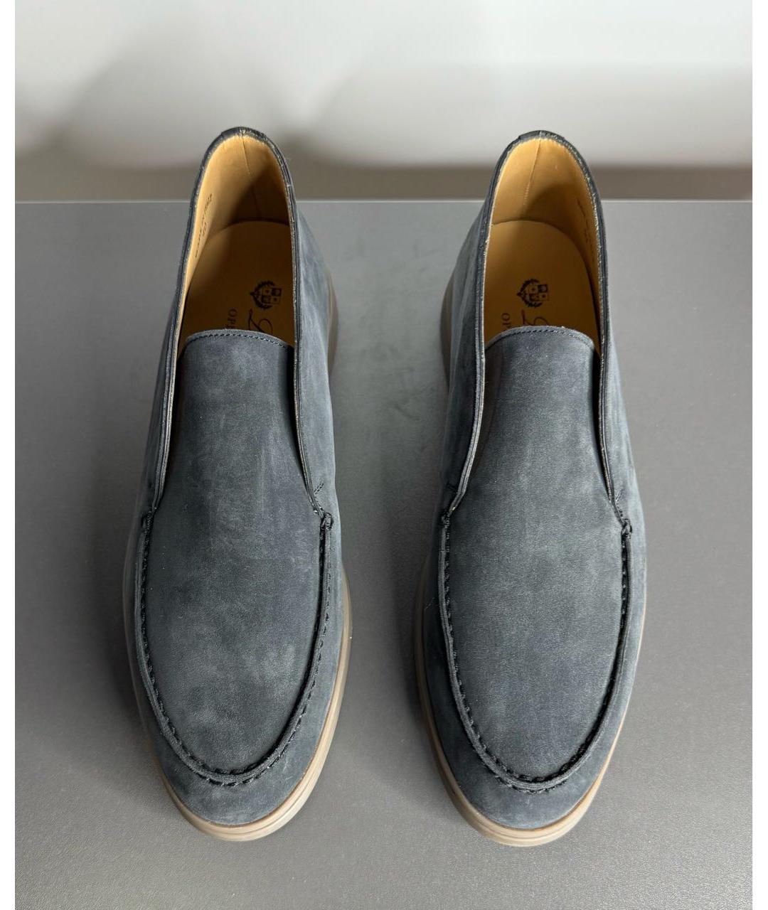 LORO PIANA Темно-синие замшевые лоферы, фото 2