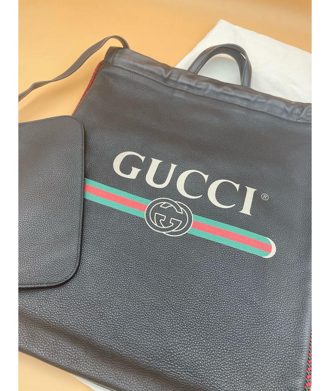 GUCCI Черный кожаный рюкзак, фото 4