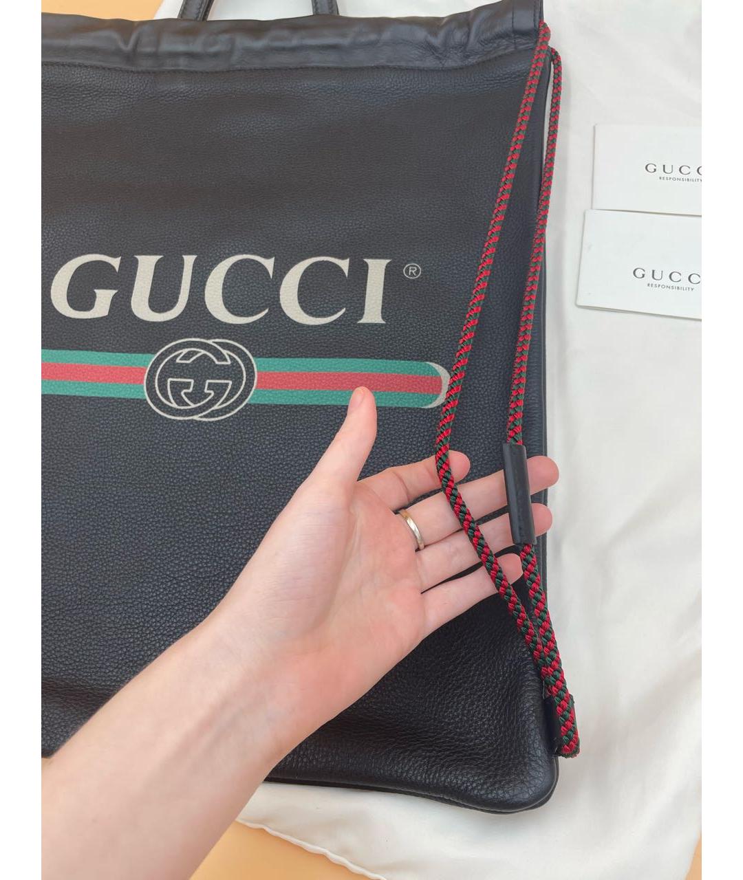 GUCCI Черный кожаный рюкзак, фото 5