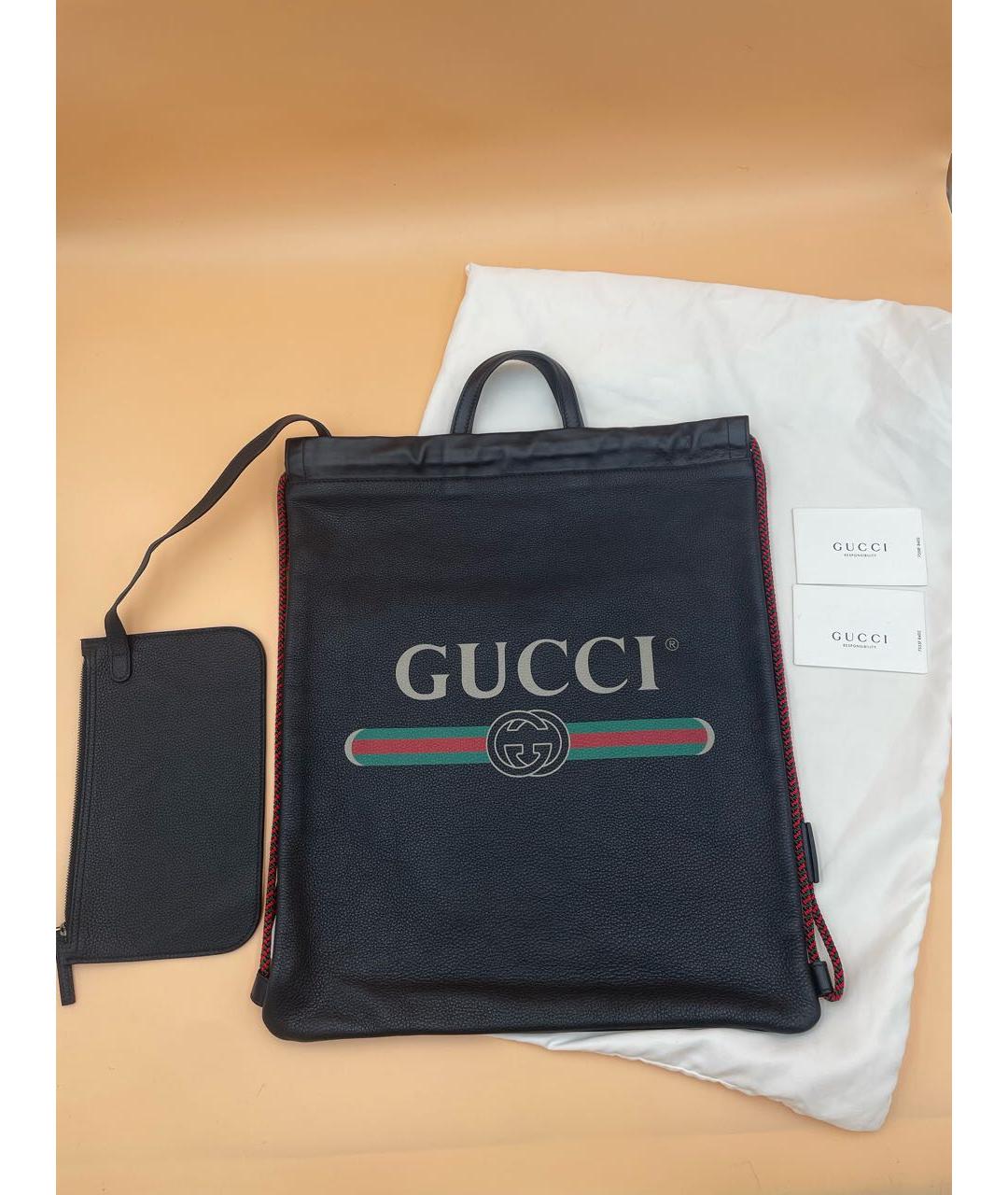 GUCCI Черный кожаный рюкзак, фото 3
