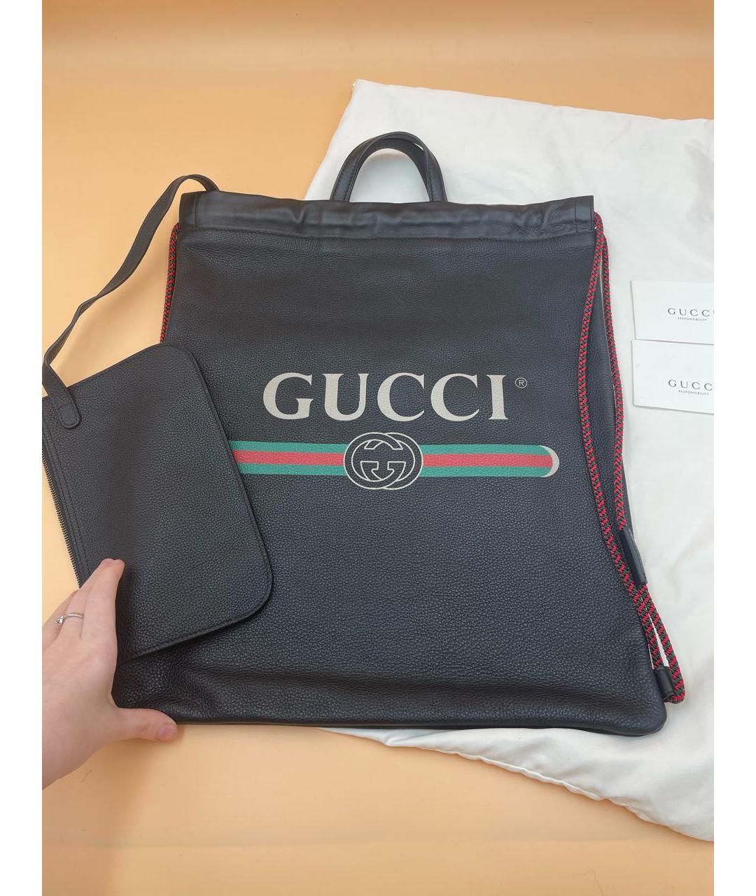 GUCCI Черный кожаный рюкзак, фото 8