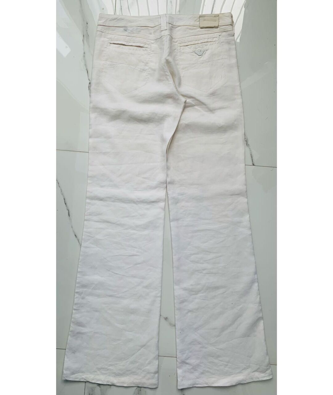 ARMANI JEANS Белые льняные брюки широкие, фото 2