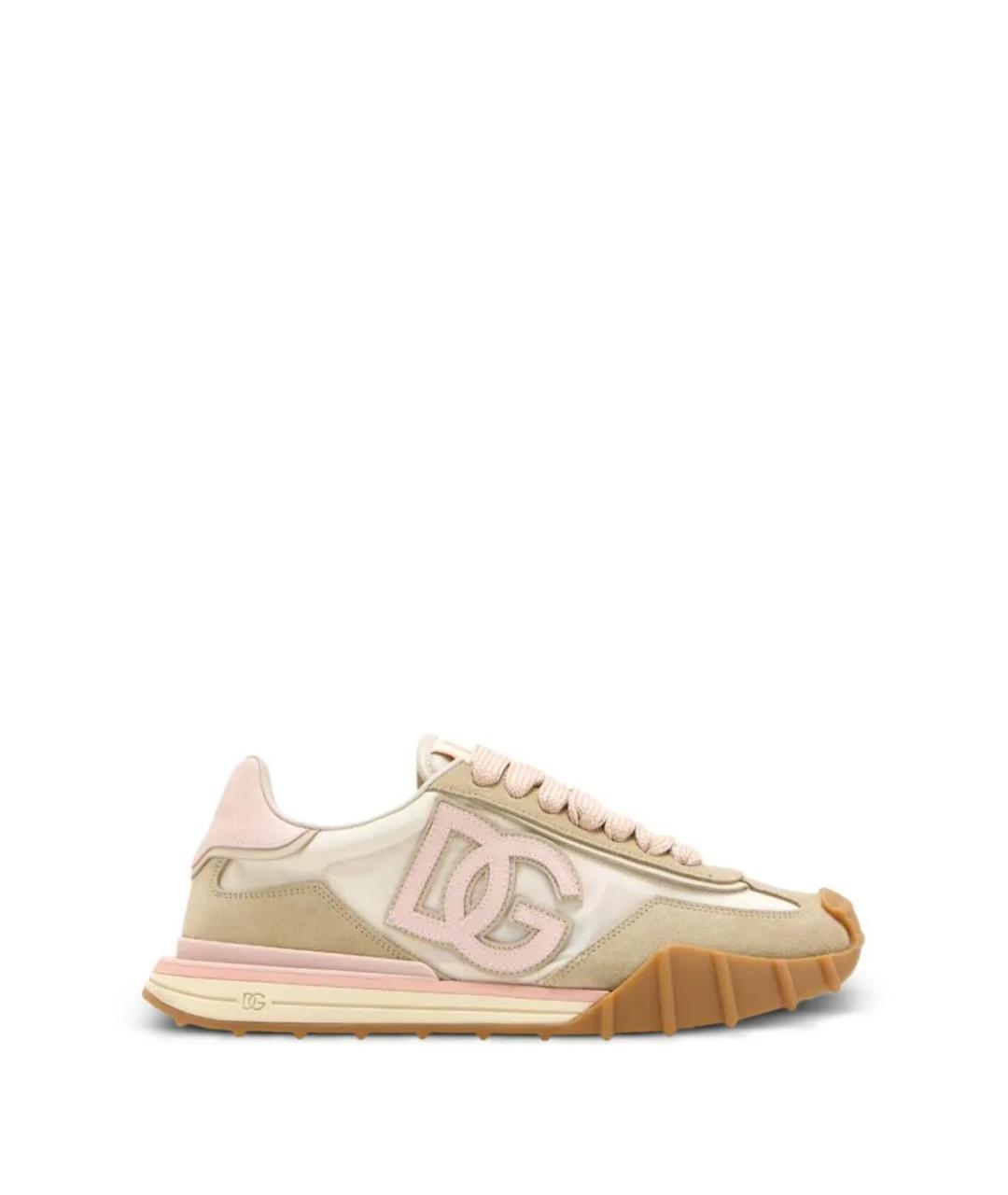 DOLCE&GABBANA Бежевые кожаные кроссовки, фото 1