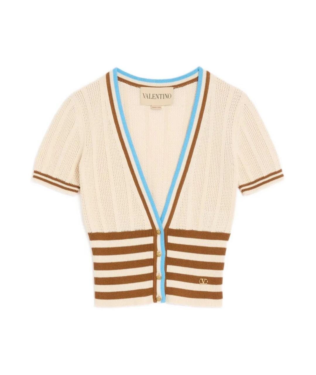 VALENTINO Бежевый хлопковый кардиган, фото 1