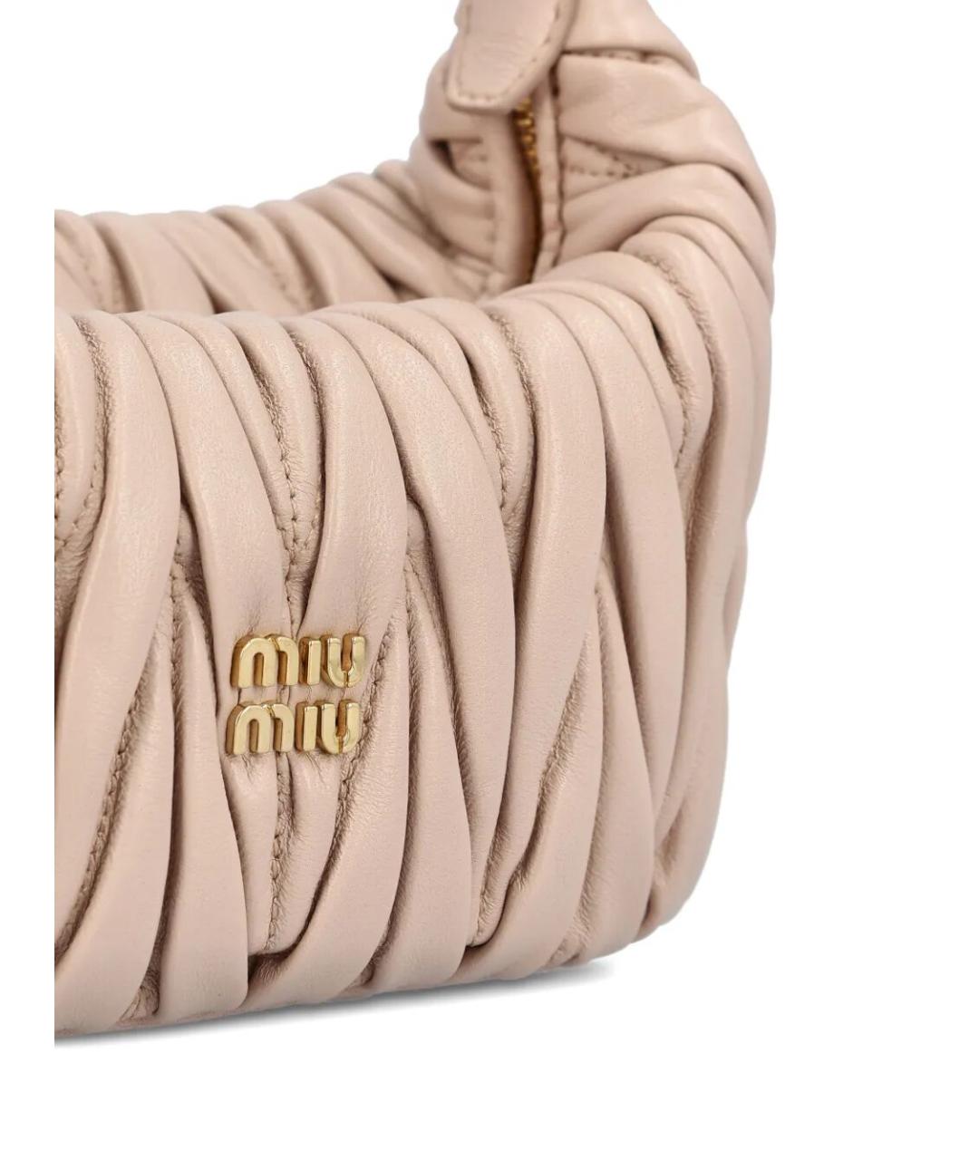 MIU MIU Бежевая кожаная сумка через плечо, фото 4