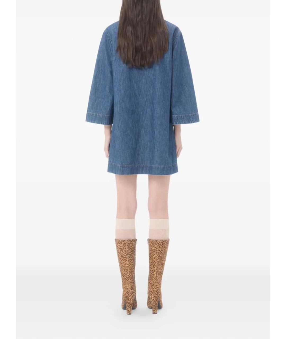 VALENTINO Синее хлопковое повседневное платье, фото 3