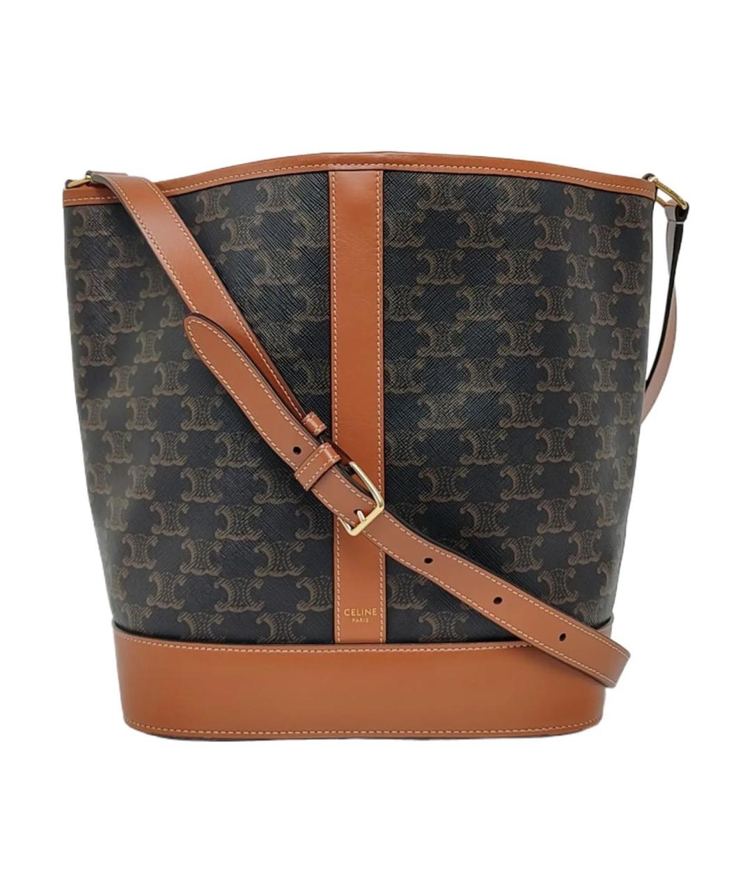 CELINE Коричневая кожаная сумка тоут, фото 9