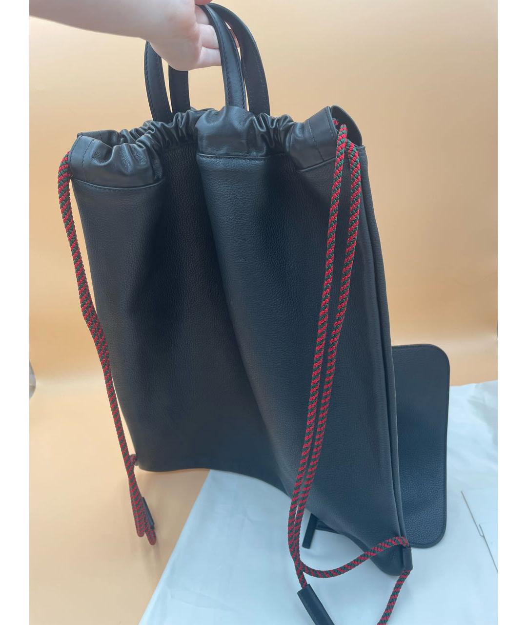 GUCCI Черная кожаная сумка тоут, фото 5