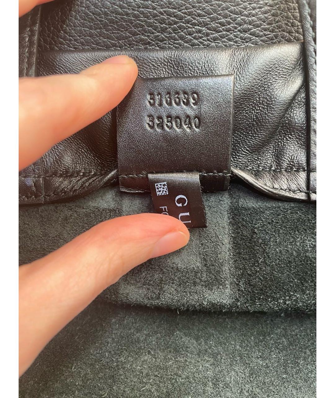 GUCCI Черная кожаная сумка тоут, фото 6