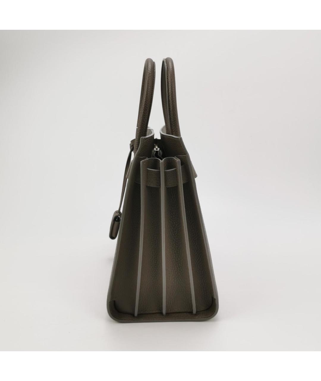 SAINT LAURENT Коричневая кожаная сумка тоут, фото 2