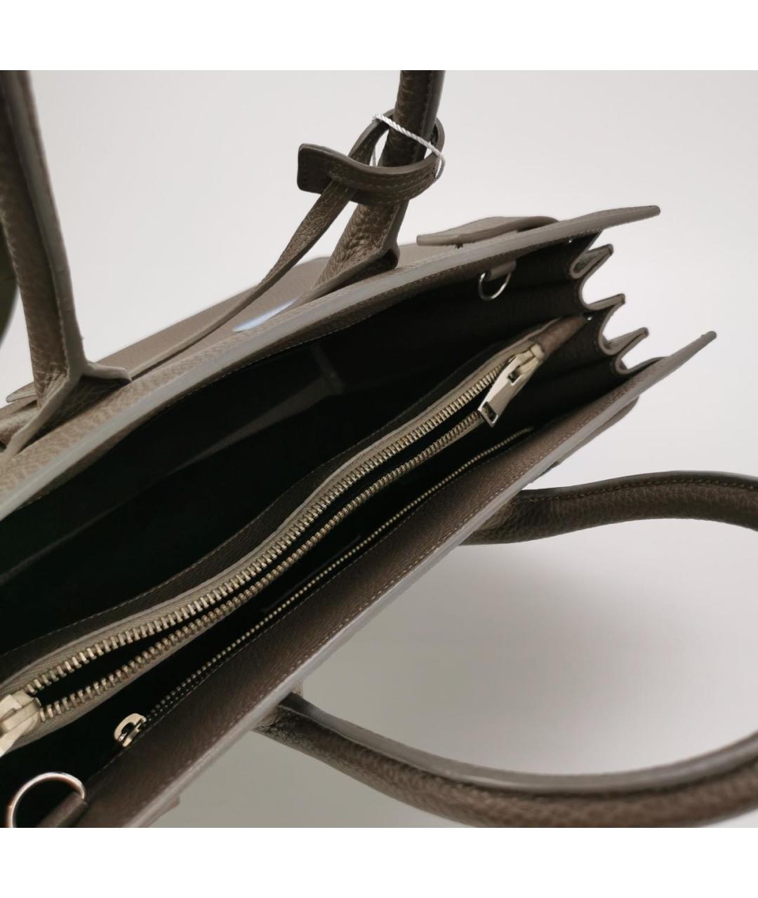 SAINT LAURENT Коричневая кожаная сумка тоут, фото 6