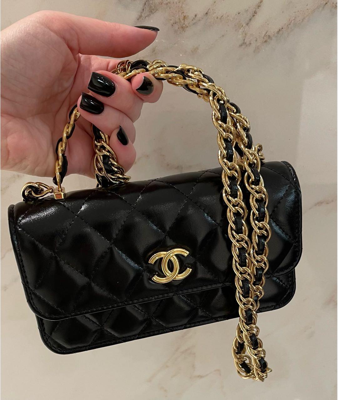 CHANEL Черная кожаная сумка через плечо, фото 6