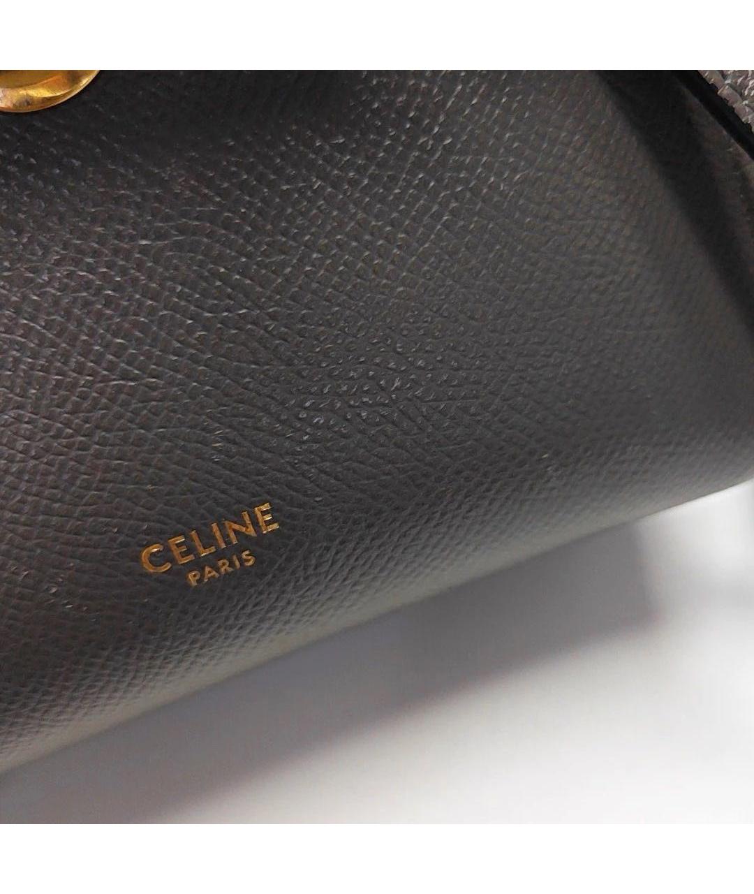 CELINE Антрацитовая кожаная сумка через плечо, фото 7