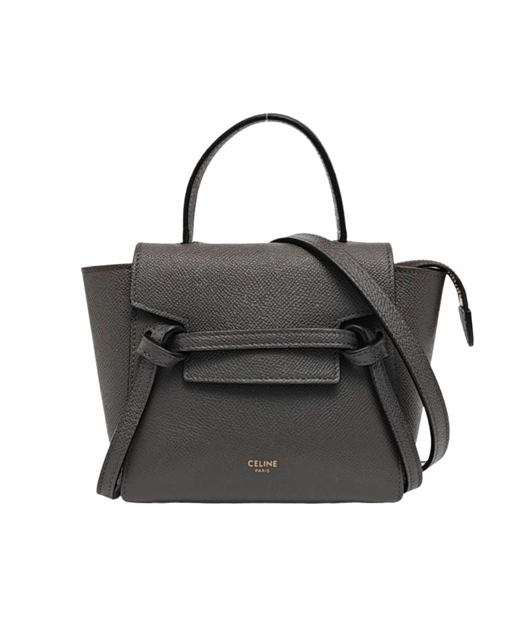 CELINE Антрацитовая кожаная сумка через плечо, фото 1