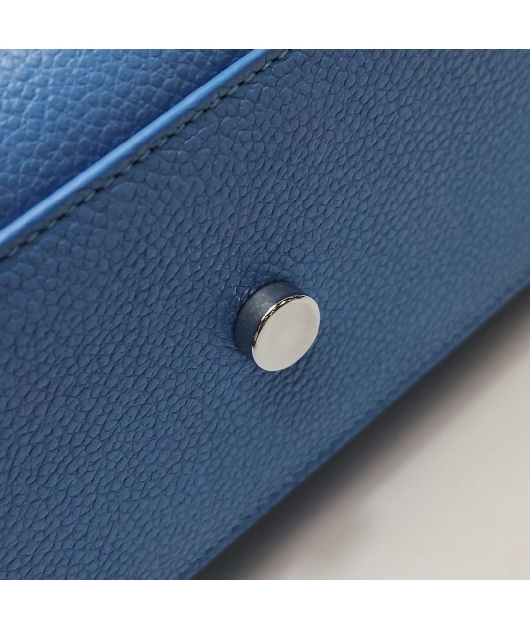 SAINT LAURENT Голубая кожаная сумка с короткими ручками, фото 7