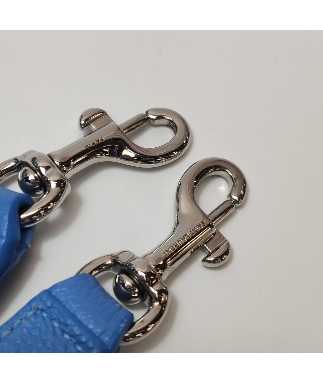 SAINT LAURENT Голубая кожаная сумка с короткими ручками, фото 8