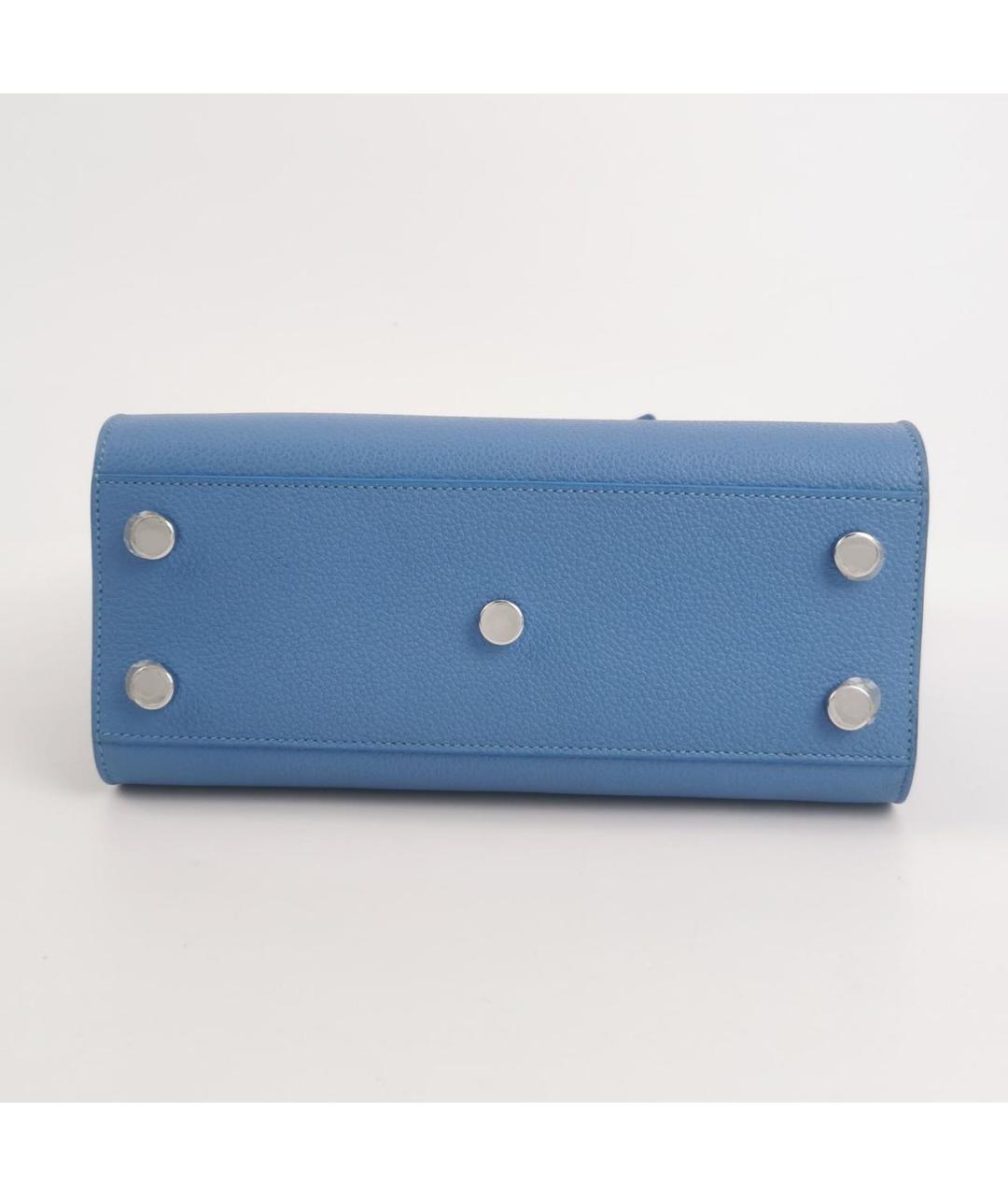 SAINT LAURENT Голубая кожаная сумка с короткими ручками, фото 5