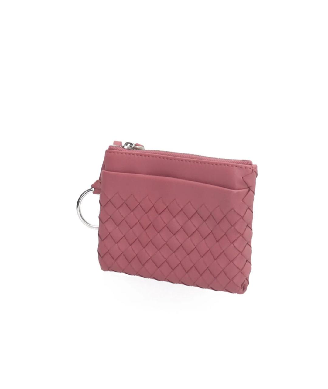 BOTTEGA VENETA Розовый кожаный кошелек, фото 3