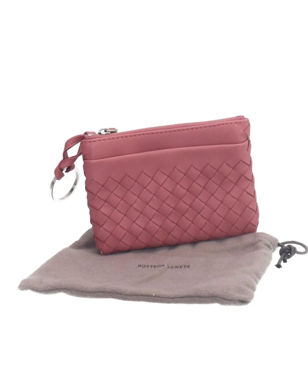 BOTTEGA VENETA Розовый кожаный кошелек, фото 4