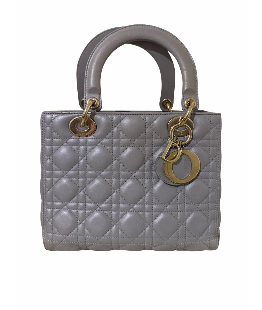 CHRISTIAN DIOR Серая кожаная сумка с короткими ручками, фото 1