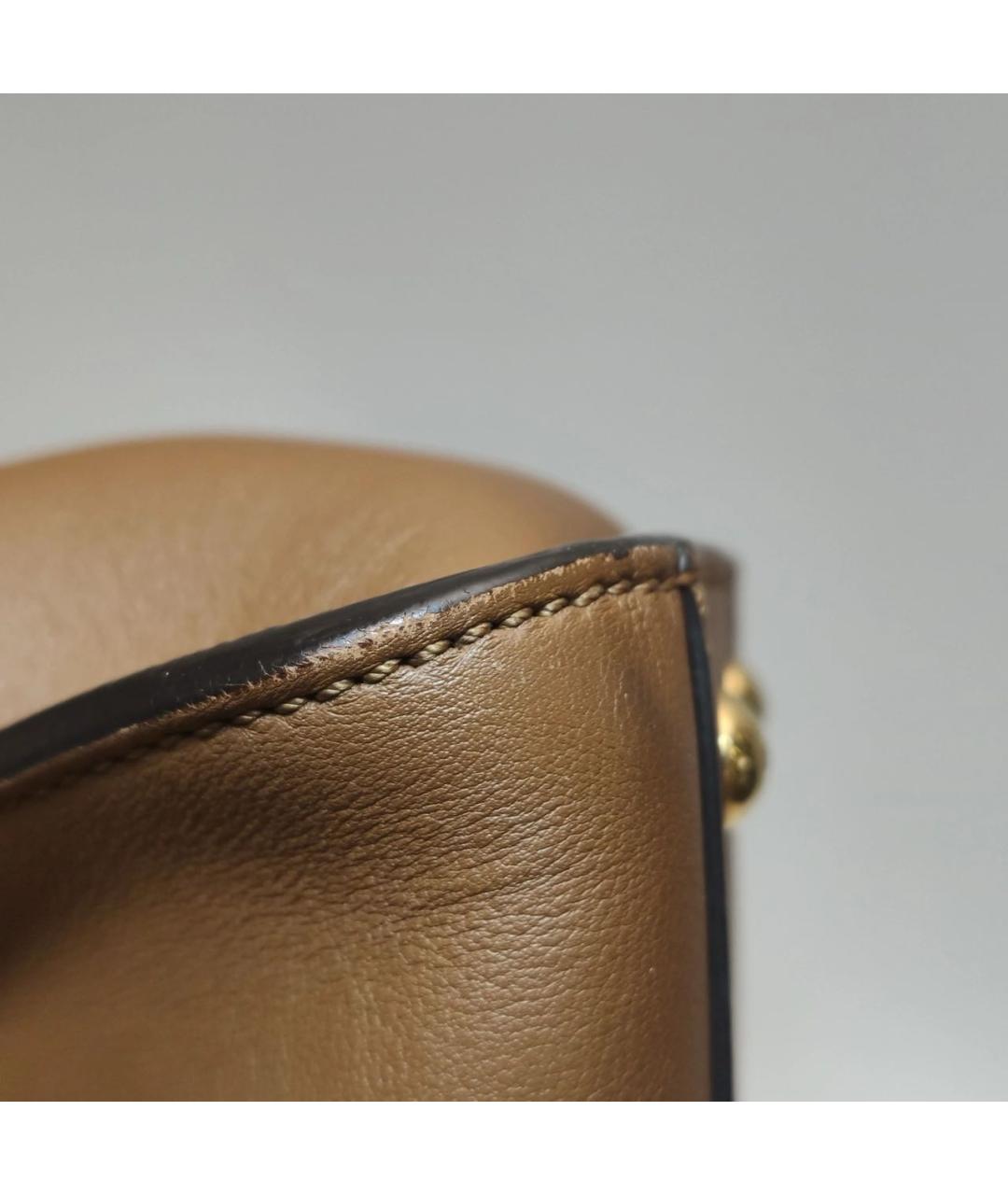 FENDI Коричневая кожаная сумка с короткими ручками, фото 7