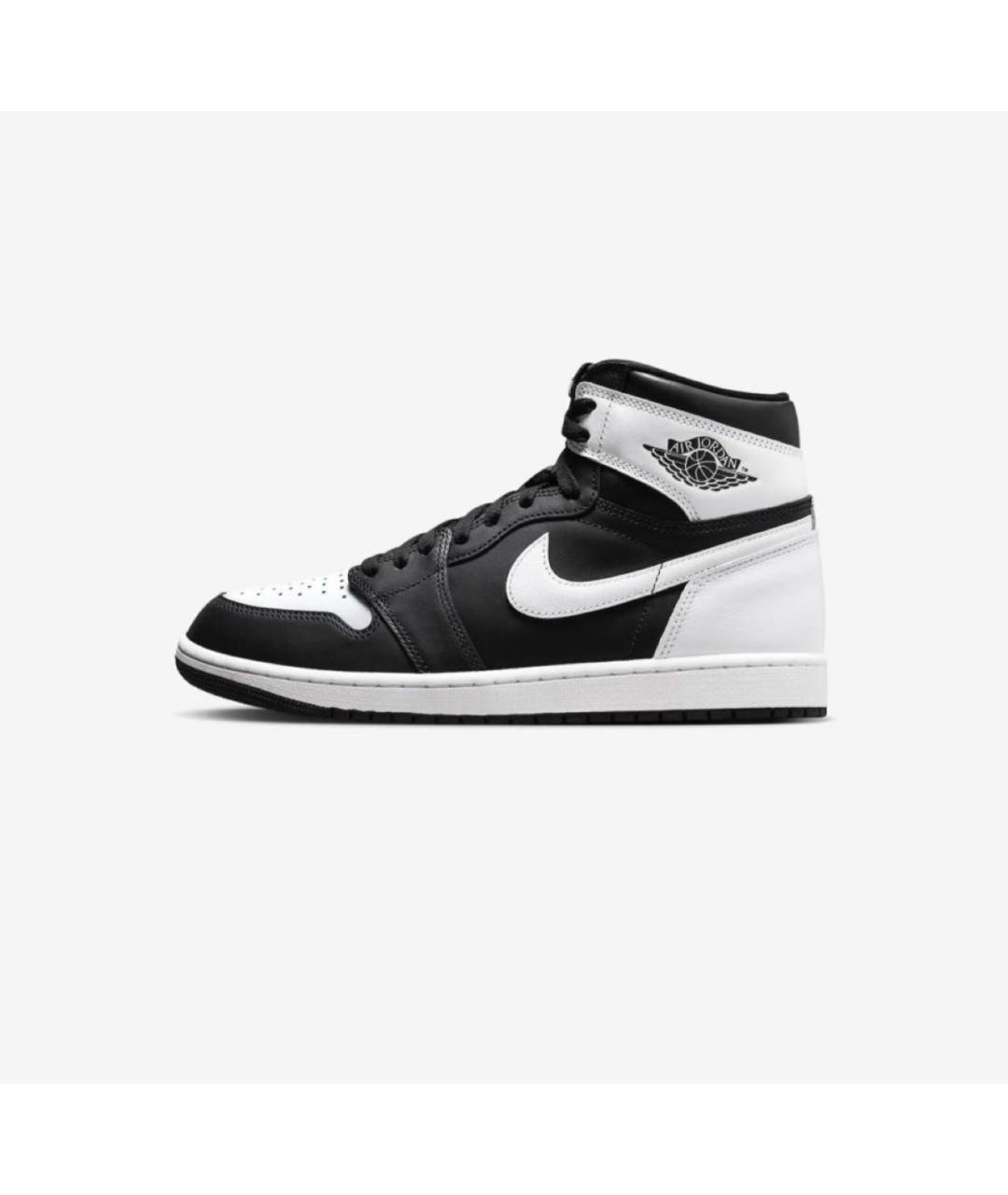 JORDAN Черные кожаные высокие кроссовки / кеды, фото 3