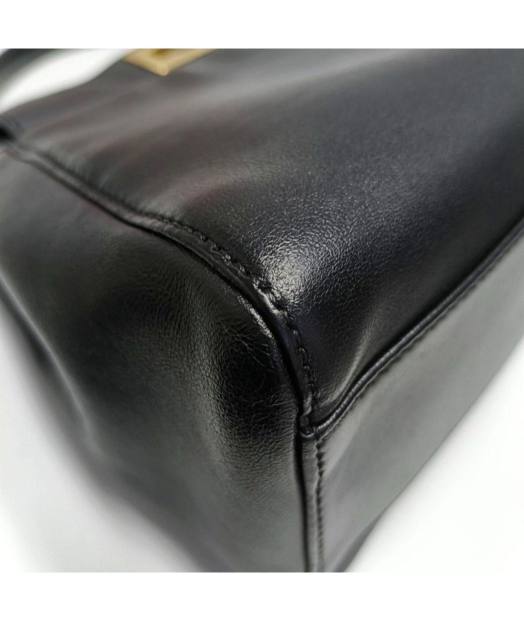 FENDI Черная кожаная сумка с короткими ручками, фото 7