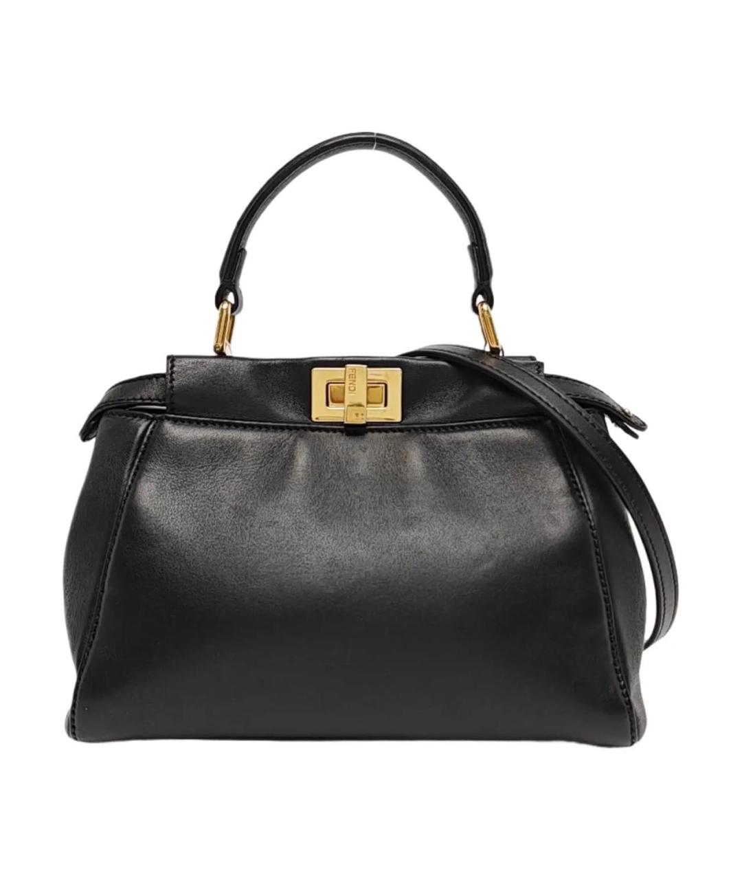 FENDI Черная кожаная сумка с короткими ручками, фото 1