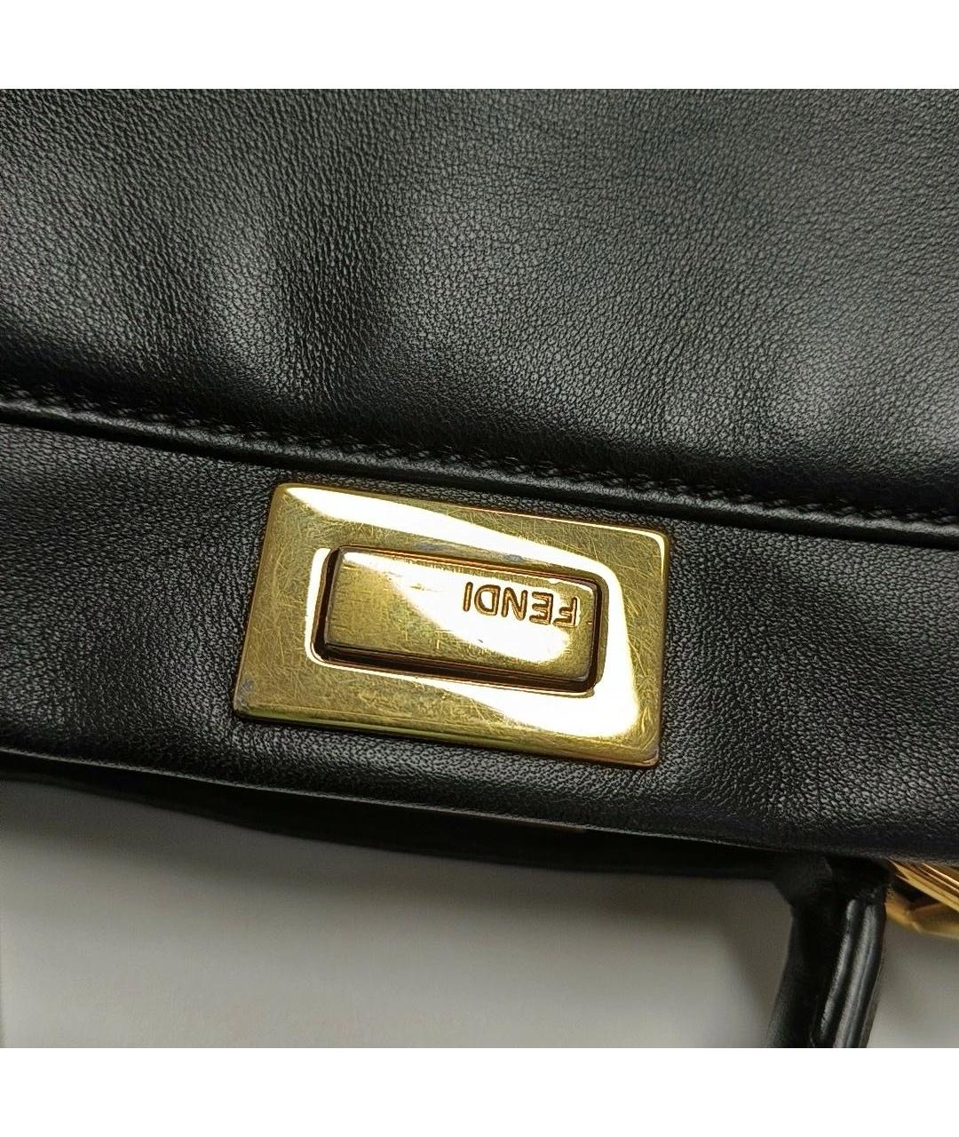 FENDI Черная кожаная сумка с короткими ручками, фото 6