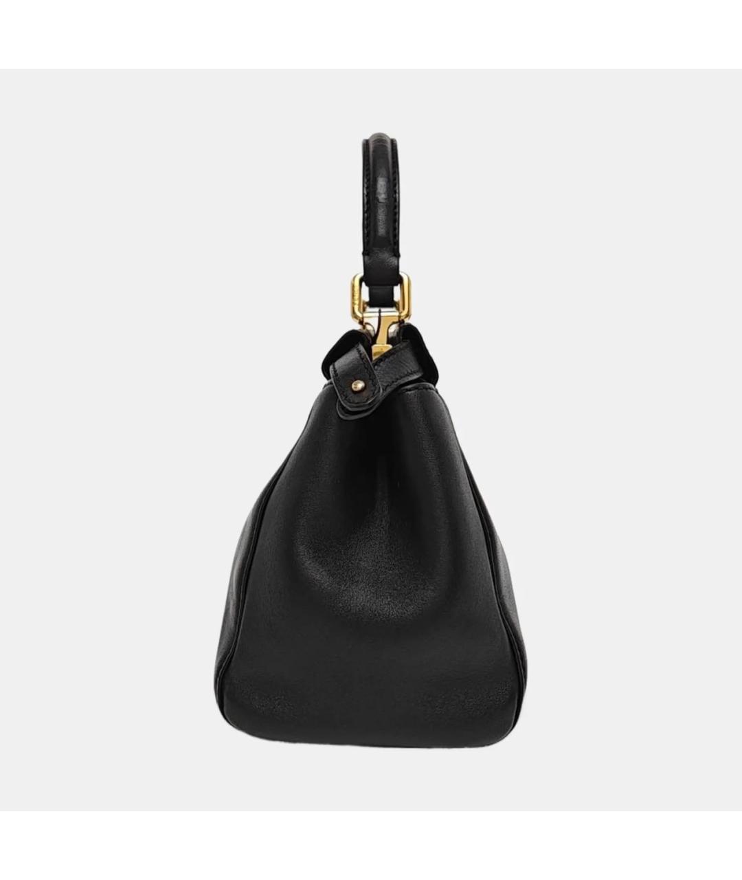 FENDI Черная кожаная сумка с короткими ручками, фото 2