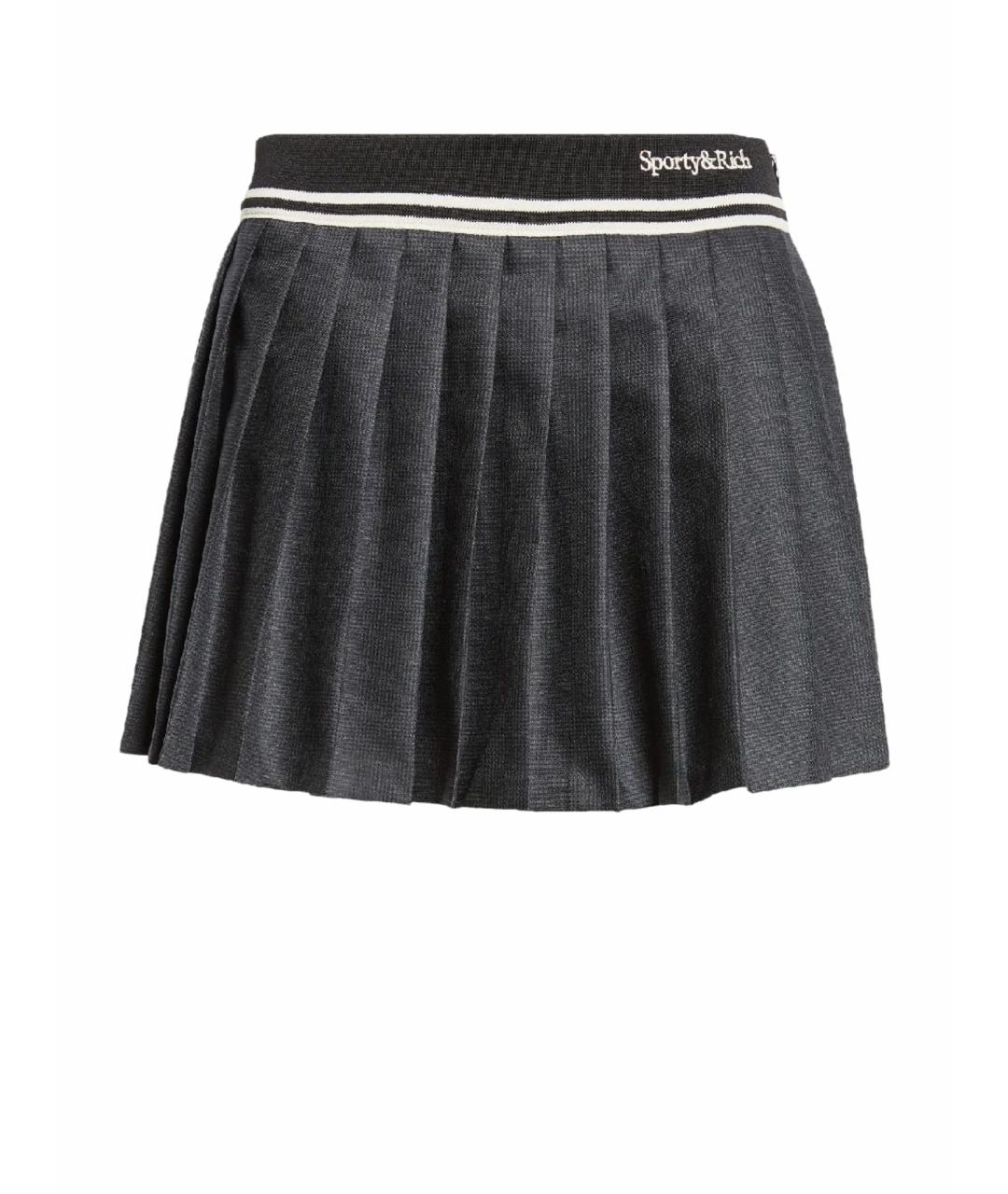 SPORTY AND RICH Антрацитовая шерстяная юбка мини, фото 1