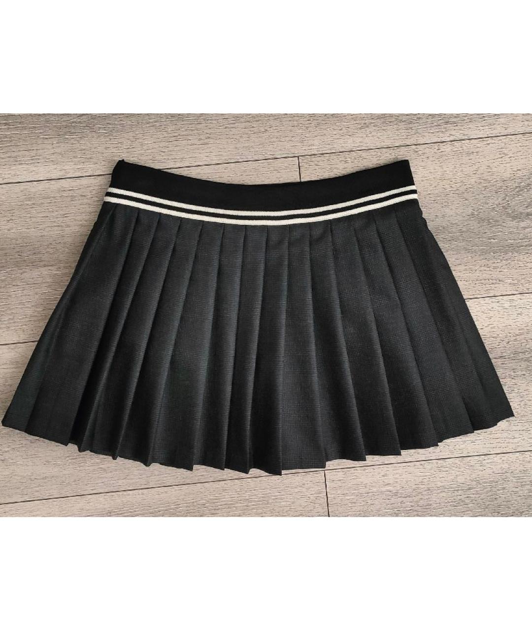 SPORTY AND RICH Антрацитовая шерстяная юбка мини, фото 2