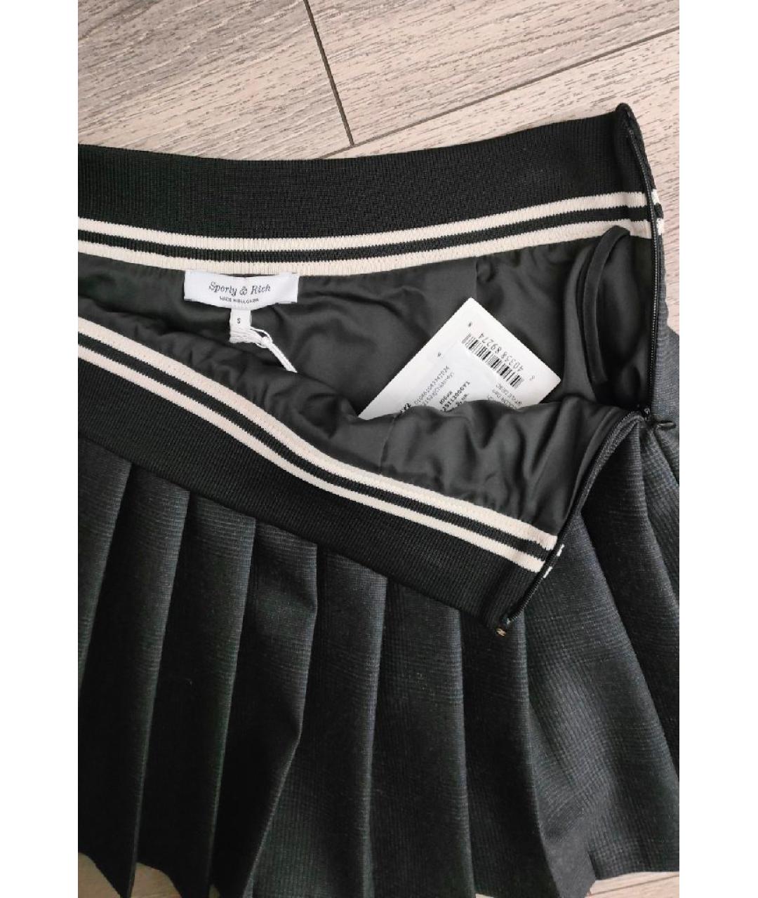 SPORTY AND RICH Антрацитовая шерстяная юбка мини, фото 3