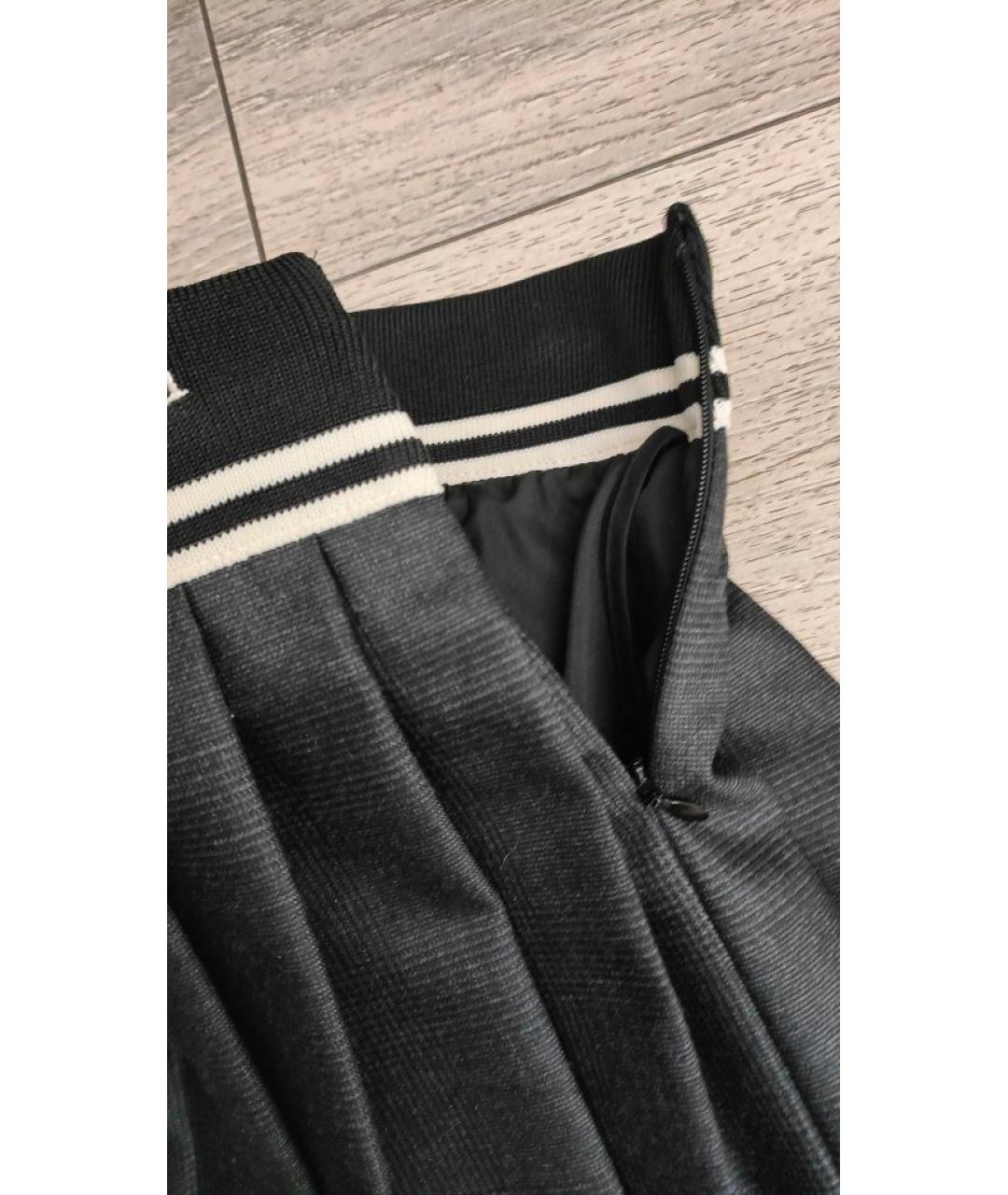 SPORTY AND RICH Антрацитовая шерстяная юбка мини, фото 4