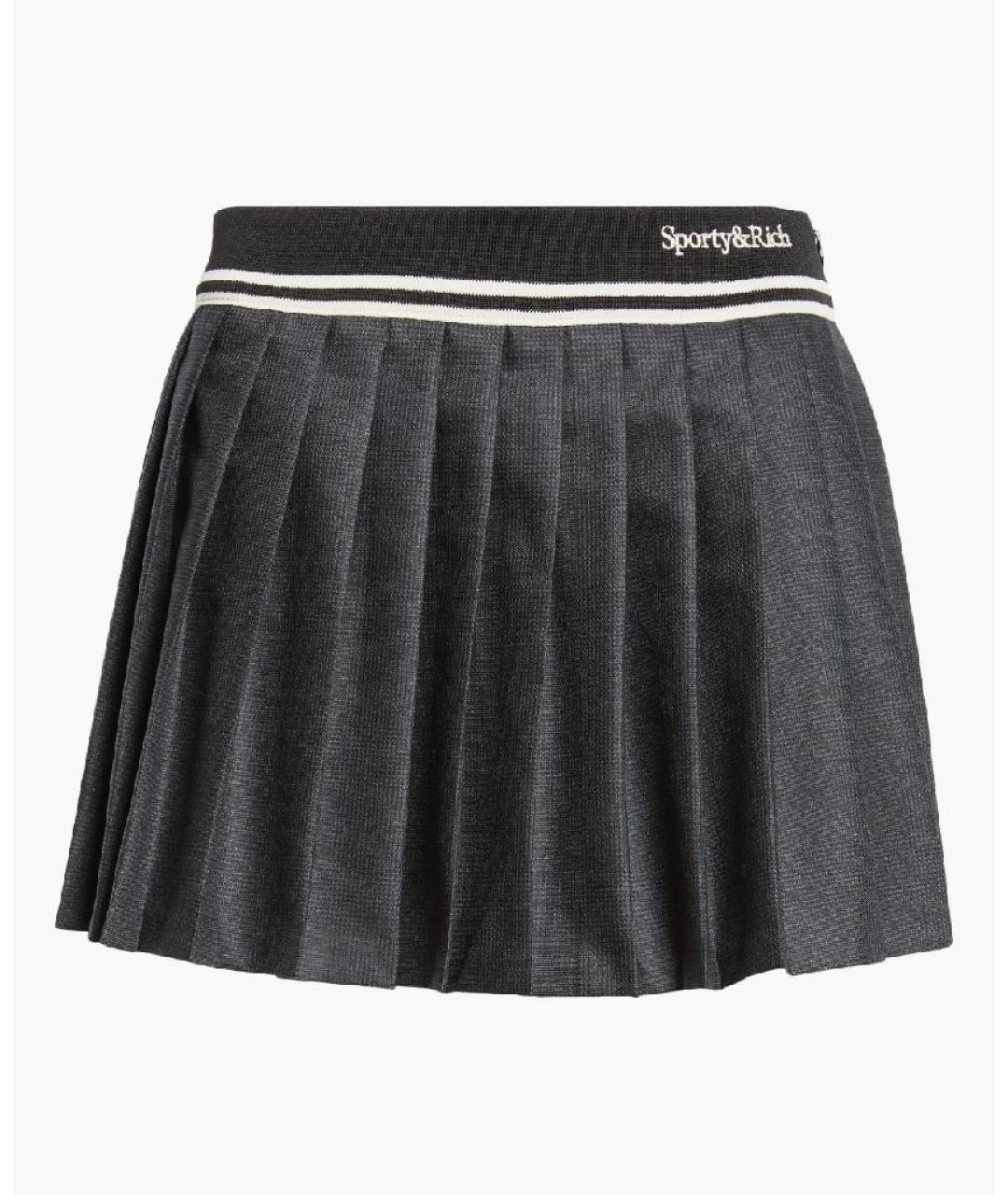 SPORTY AND RICH Антрацитовая шерстяная юбка мини, фото 8