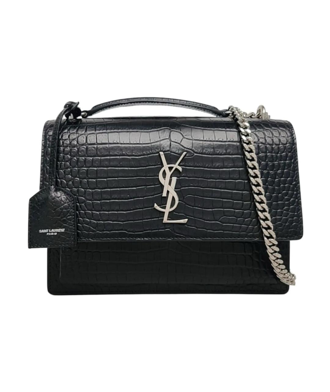 SAINT LAURENT Черная кожаная сумка через плечо, фото 1