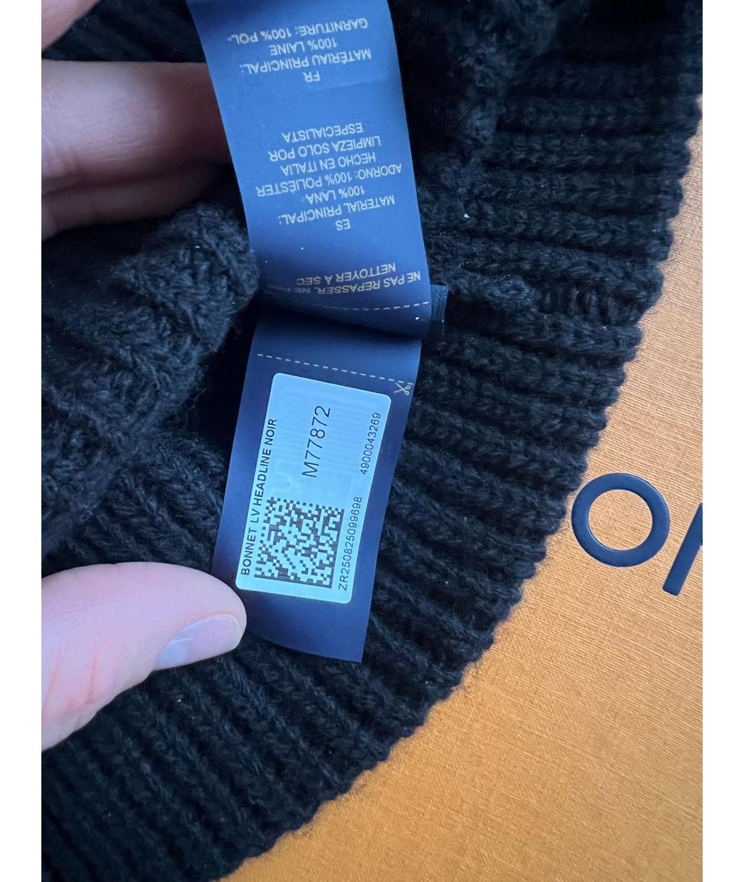 LOUIS VUITTON Черная шерстяная шапка, фото 4