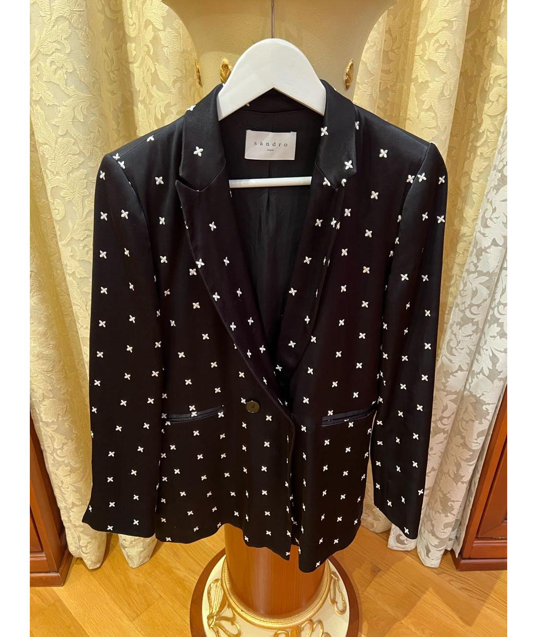 SANDRO Черный вискозный костюм с брюками, фото 5