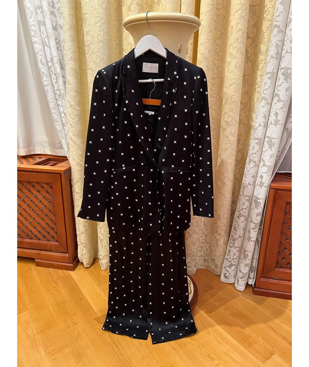 SANDRO Черный вискозный костюм с брюками, фото 9